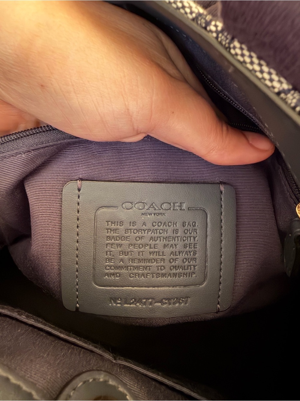 Coach Navy and Gray Signature Canvas Tote - Picture 3 of 3